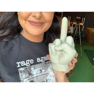 7" Tall LIFE SIZE Cement Middle Finger Statue - Funny Gag Gift